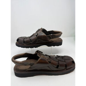 VTG 90s Simple Santa Barbara Brn Leather Clogs Sandals Womens 9.5 Mens 8 Chunky+